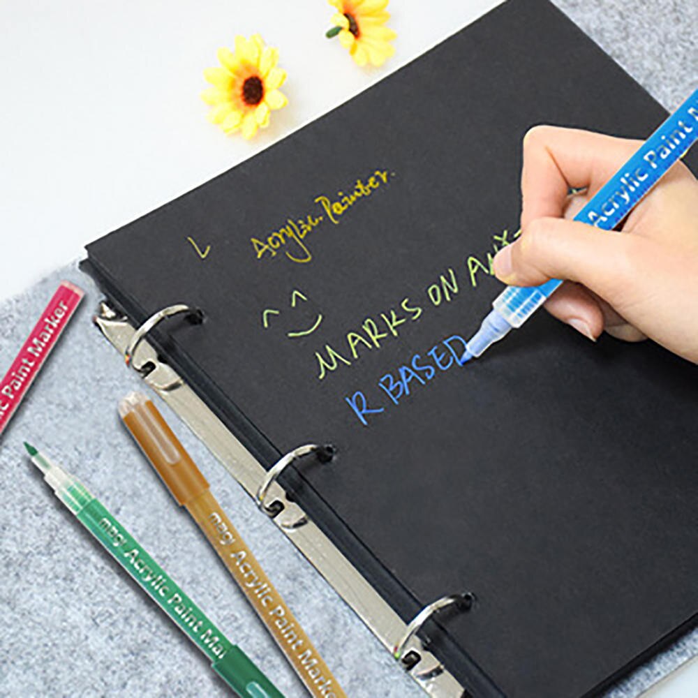 12 Acrylic Pens Permanent Marker Pen 2cm Water-Based Sketch Stationery Painting Crafting Set DIY Album Graffiti Pen