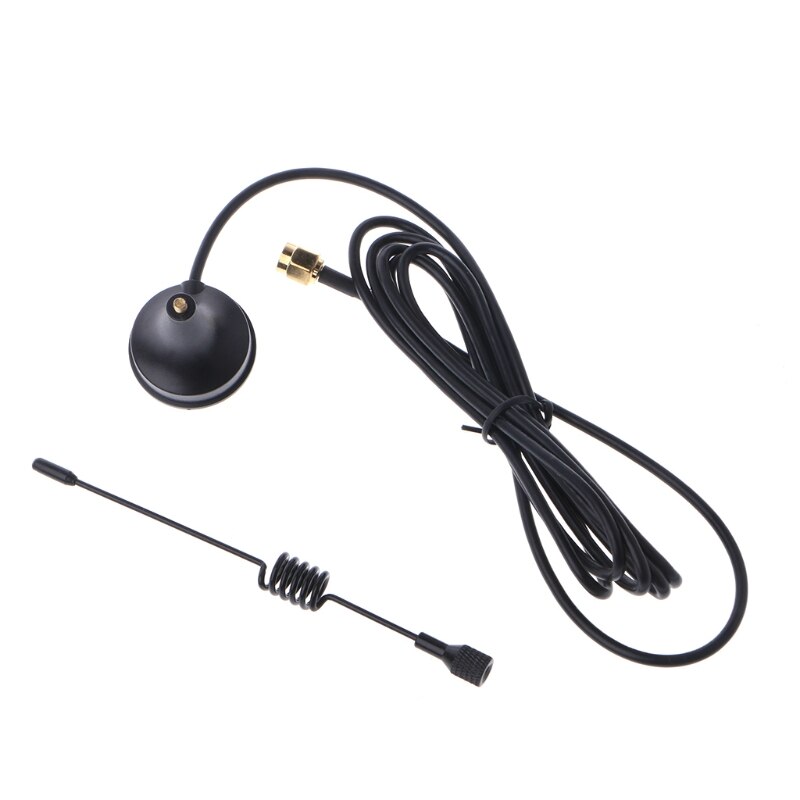 433mhz antena 5dbi macho rg174 cabo gsm gprs 1.5m base magnética para rádio presunto