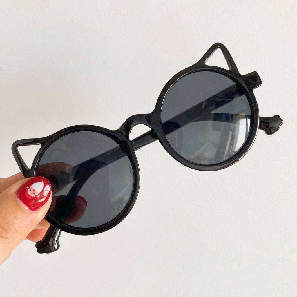 ZUEE-gafas de sol clásicas para niños y niñas, bonitas gafas de sol con dibujos de animales, alas de flores, protección para exteriores: black grey