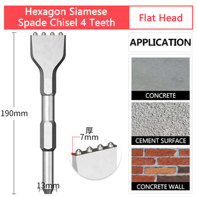 Flower Hammer Chisel Drill Bit Wall Concrete Cement Hit Lychee Surface Electric Pick Electric Hammer One Alloy Hair Hit Artifact: grey