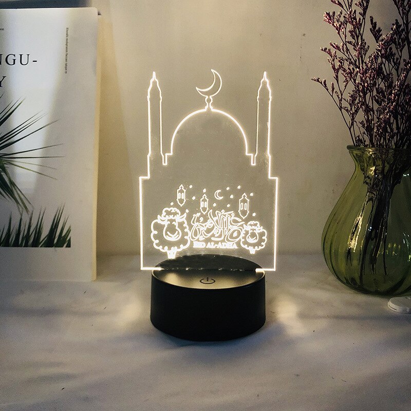 Veilleuse coran personnalisée Eid Adha, décoration musulmane pour la maison, alimentée par Usb et batterie