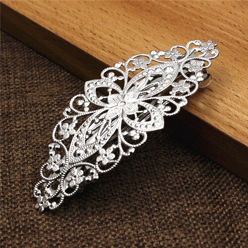 Pinzas para el pelo de de cobre, accesorios de flores, horquillas para el pelo para mujer, pasadores, horquillas para la cabeza, longitud del tocado 80mm, 1 unidad K06214: Bañado en rodio de imitación