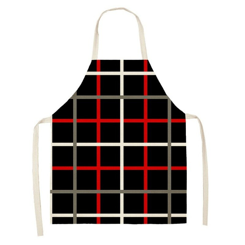 Creatieve Geometrische Patroon Schort Keuken Linnen Schort Vlekbestendig Mouwloze Halter Bib Chef Kok Dragen Kapper Bib