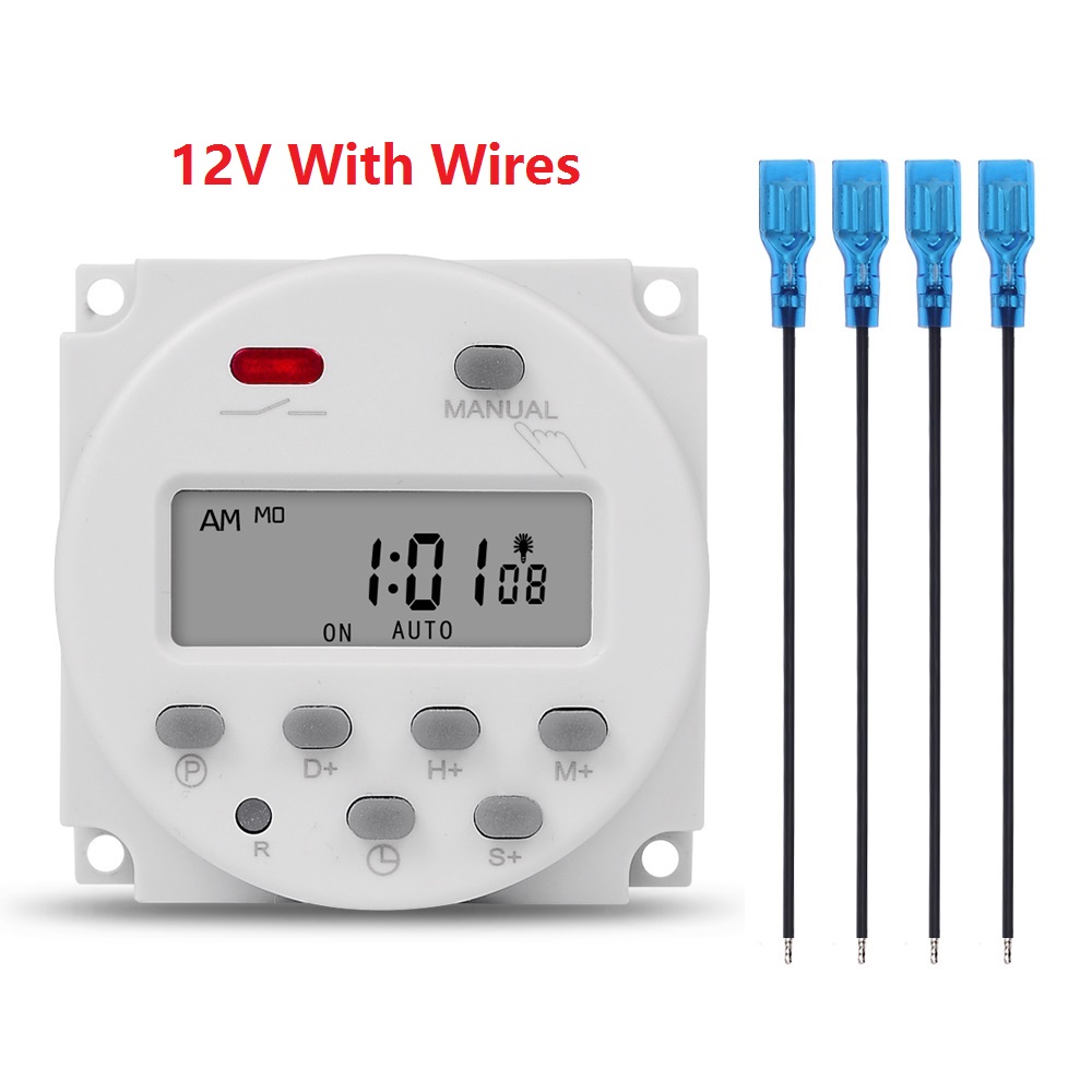 Gaqqee 1 Second Interval 12V 24V 110V 220V Digital LED Timer Switch 7 Days Weekly Programmable Time Relay Programmer CN101S: green