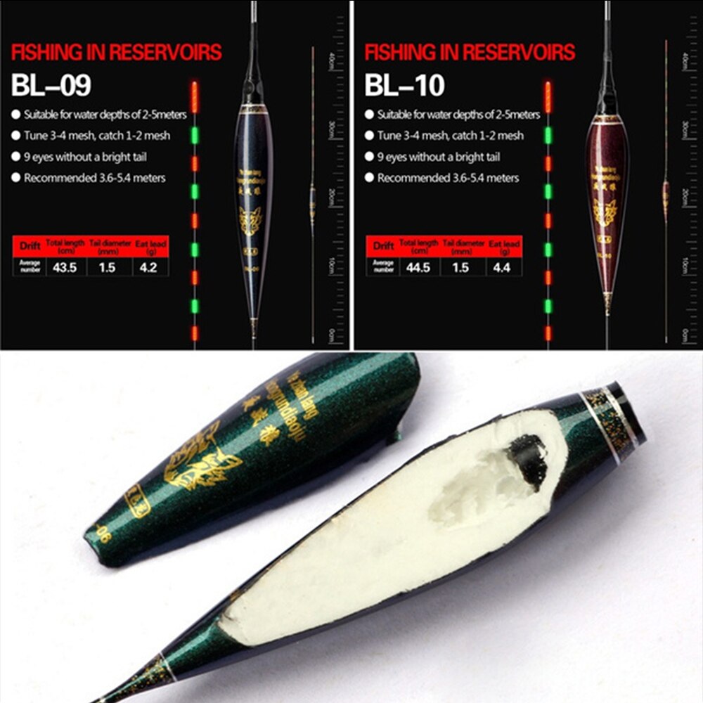 Fishing Float With Button Battery Night Luminous Light Stick Long Tail Electronic Buoy Strike LED Indicator Slip Drift Tube