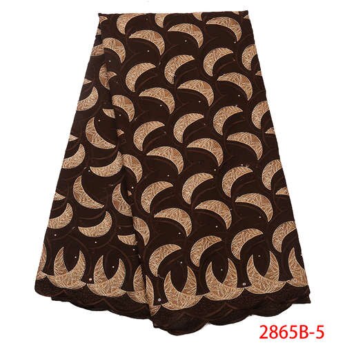 Swiss Voile Lace Fabric Top African Dry Lace Fabric  Swiss Voile Lace In Switzerland with Stones KS2865B-6