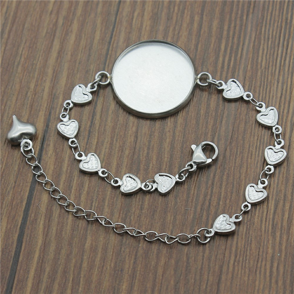 WYSIWYG 2 sztuk 10 style Fit 12/14/16/18/20mm okrągłe szkło Cabochon ze stali nierdzewnej serce/krzyż/wygięty kształt bransoletki i łańcuszki na rękę: 14mm / Srebrny