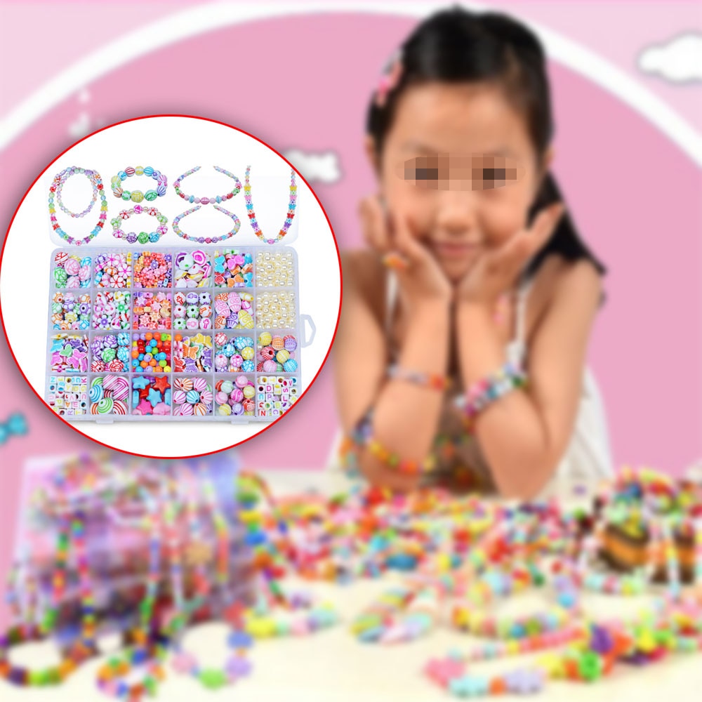 1200 stk piger børn diy armbånd kunst håndværk lave egne perler smykkefremstilling sæt
