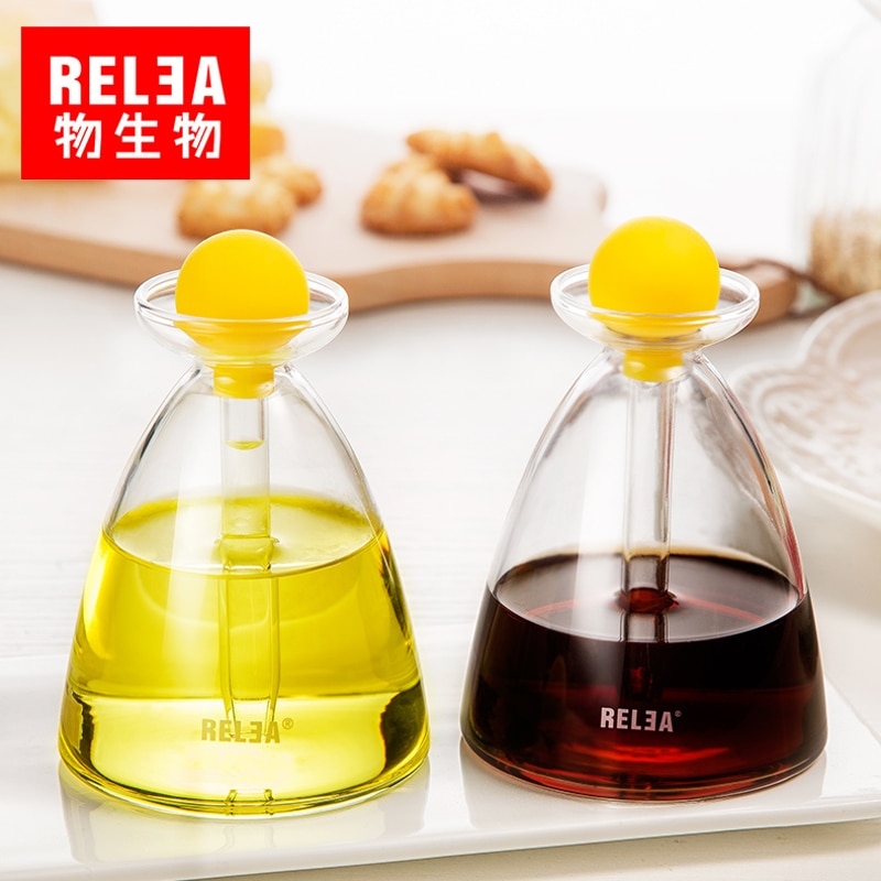 Squeeze Soy Sauce Vinegar Olive oil Cruet jar Crystal glass precision kitchen sauce pot Borosilicate glass Seasoning bottle