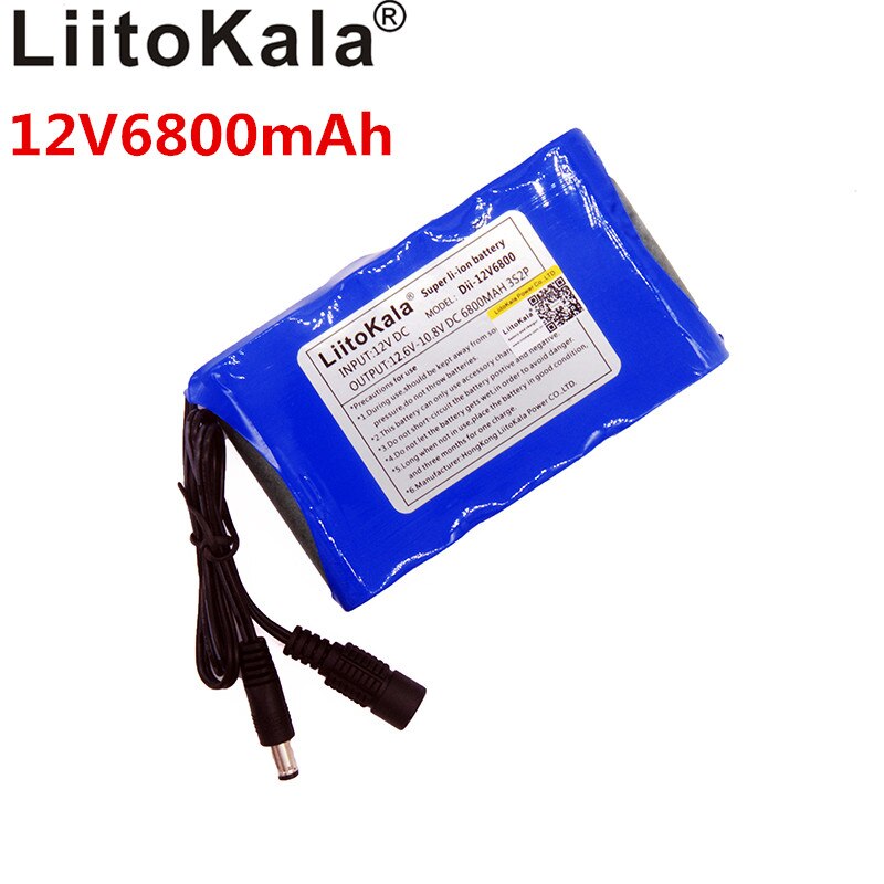 LiitoKala HK DC 12V 6800 mAh 18650 Li-ion Battery Rechargeable Power Bank Charging For Car GPS Camera