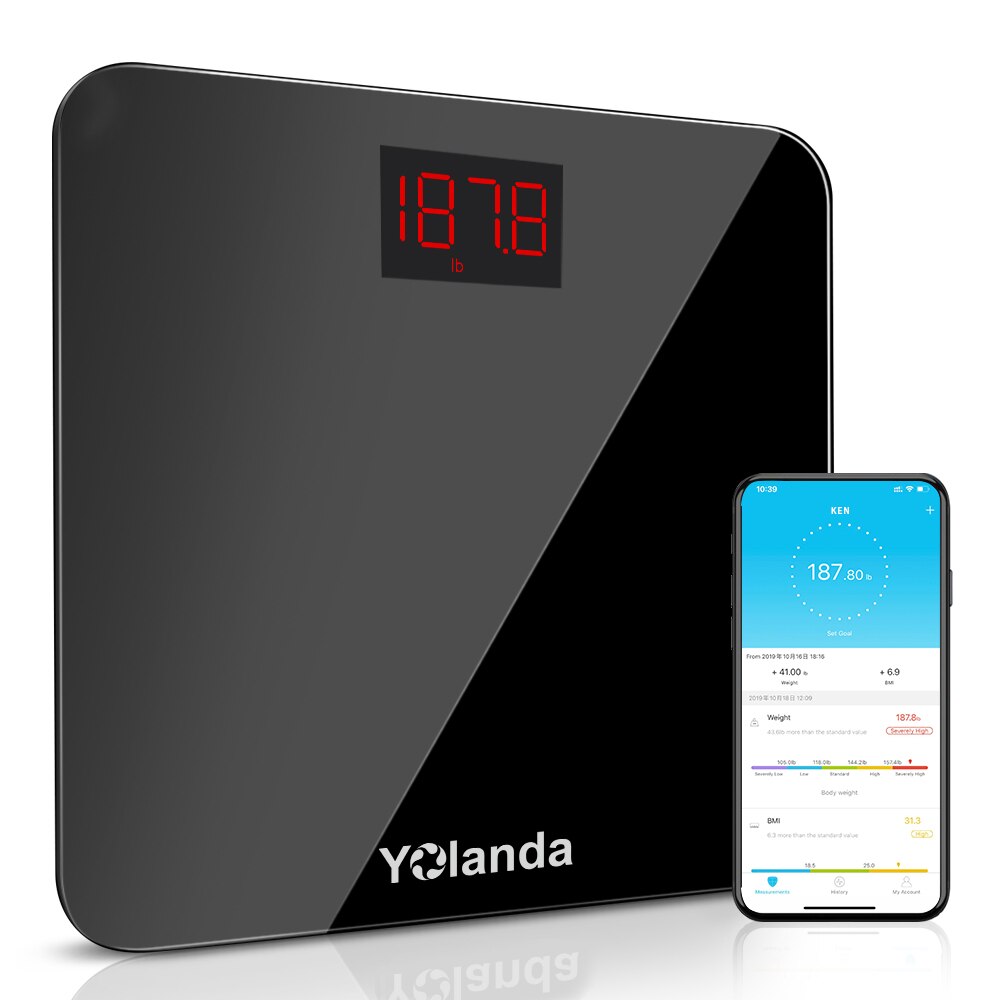 Yolanda  cs20b kropsvægtsvægt smart elektronisk digital vægtvægt bluetooth vægtvægt badevægt bmi med app: Default Title