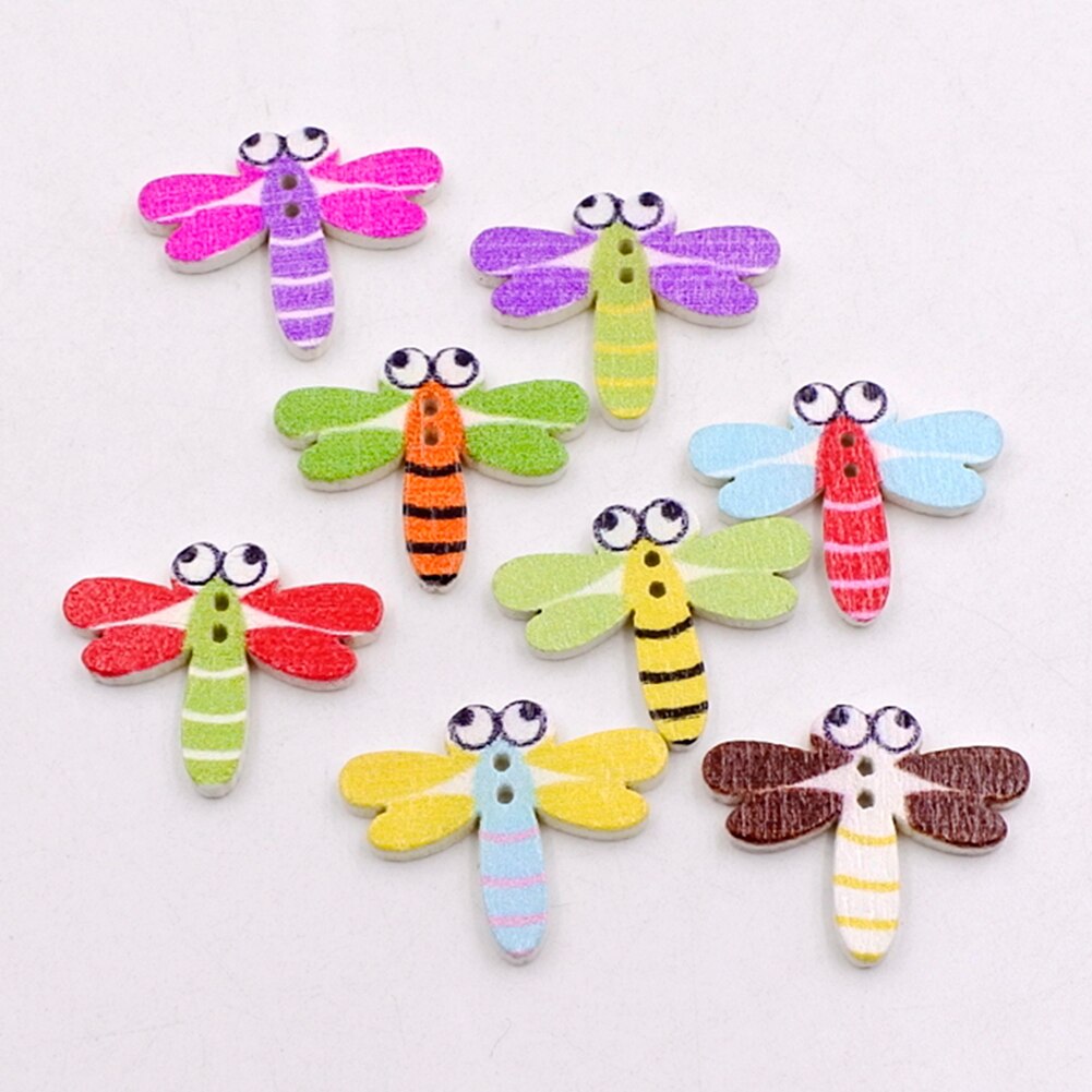50 Stuks Dragonfly Vorm Houten Knop S 2 Gaten Scrapbooking Naaien Accessoires