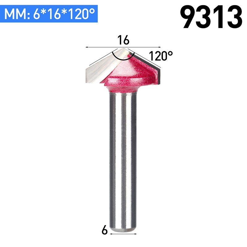 Huhao 1 Pc 6 Mm V Bit Cnc Vhm Mill 3D Frezen Voor Hout Tungsten Houtbewerking Mdf frees 60 90 120 150 Graden: 9313