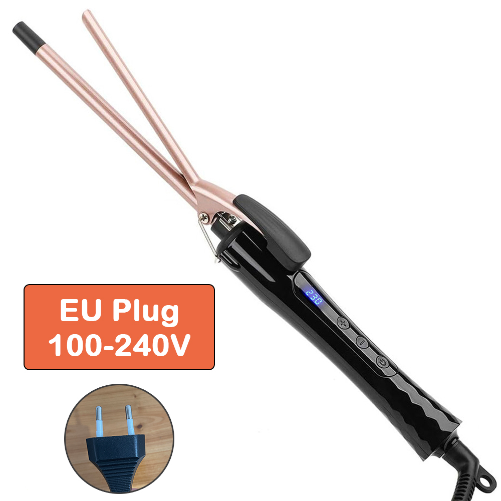 9 mm Lockenstab, professioneller Keramik-Lockenstab für langes und kurzes Haar: Black