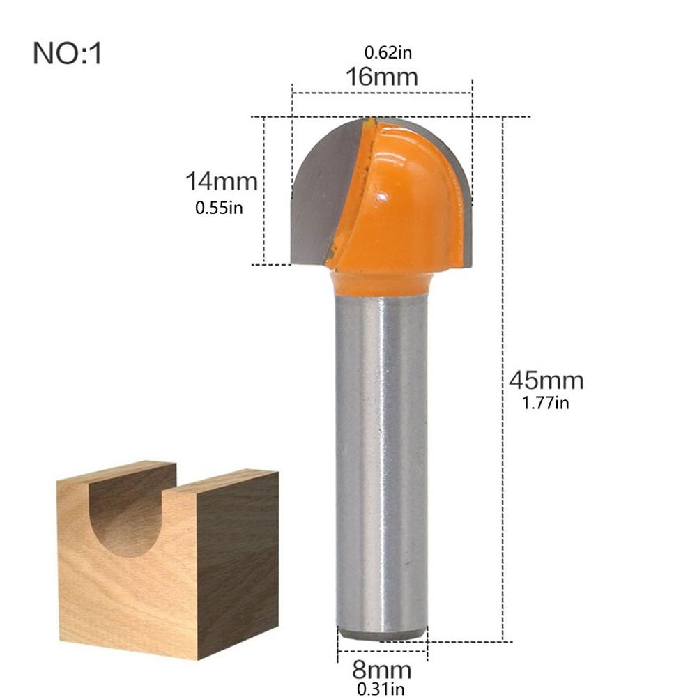 8Mm Shank Angle Posture Router Bit 16/19/22 / 25Mm Round Router Bit Wood Trimming Cutter Radius Wood Milling Cutter