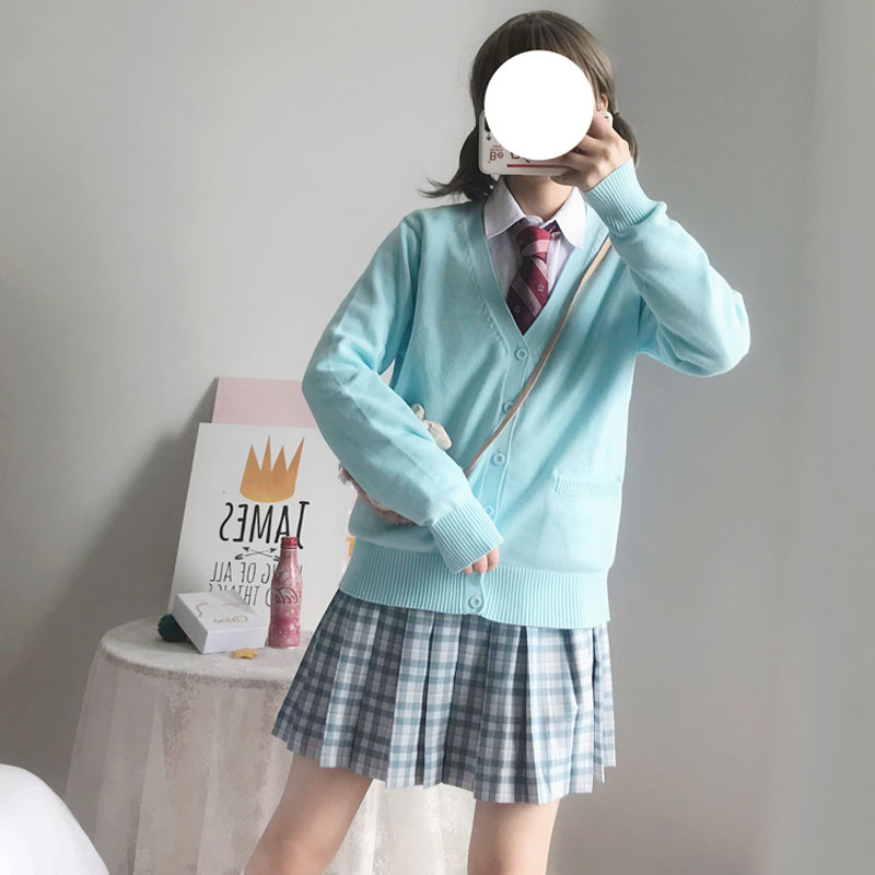College Stijl Student Vest Zoete Jk Uniform Lolita Trui Koreaanse V-hals Trui Losse Uitloper Japanse School Uniform