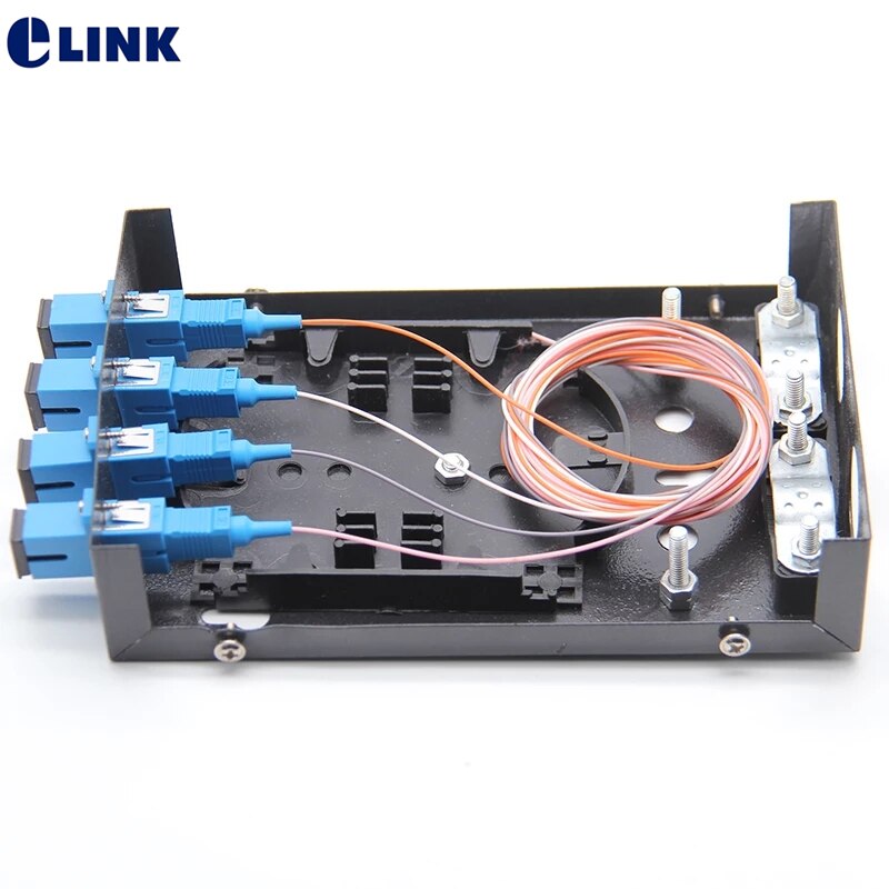 2pcs 4core fiber optic termination box full installed SC FC ST pigtail&amp;adapter SPCC MINI patch panel ftth distribuion ELINK