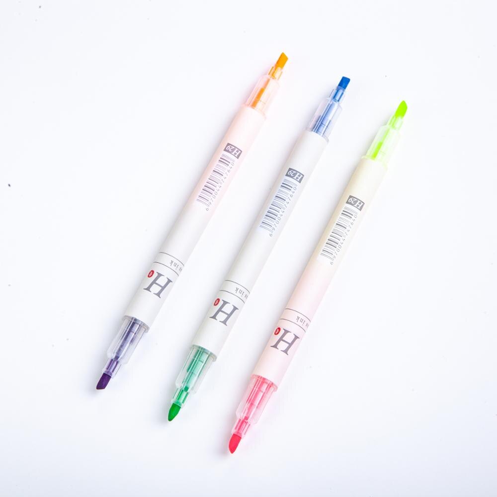 Rotulador de doble punta, juego único de 6 colores, de color caramelo, manual, diario, decoración