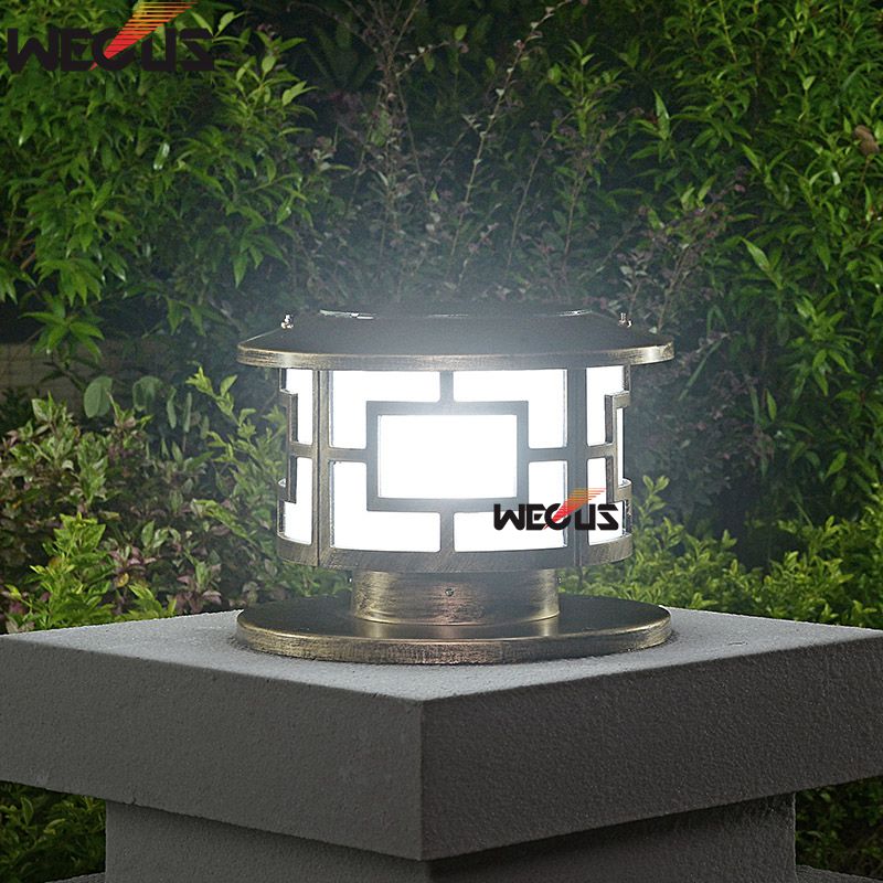 LED circular solar pillars light waterproof wall pillar lamp villa garden garden outdoor landscape lights,D25X24CM 2.5W