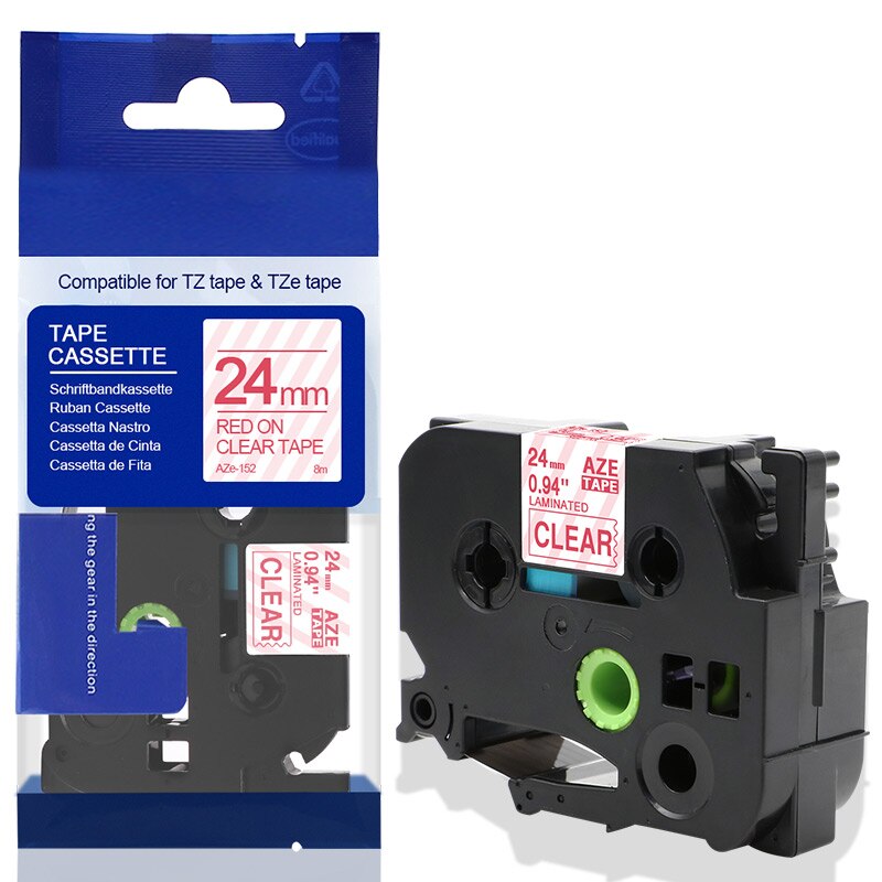 Fimax 1 Pack kompatybilny z Brother TZe651 TZe-251 TZE-451 drukarka do etykiet p-touch TZe-651 czarny na żółtym TZe-151 TZe-251 tze-551: Red on Clear 152