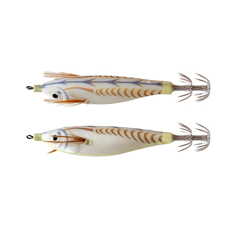 Señuelo de pesca con anzuelo de calamar, 2 uds., luminoso, 10cm, 9g, señuelos de pulpo falsos artificiales, señuelos de camarón de madera, sepia, cebo duro, aparejos de anzuelos de mar: YELLOW