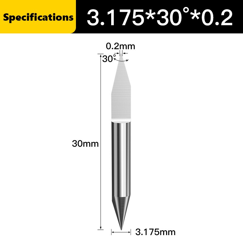 Pcb 3D Graveren Bit 30 Graden Cnc Router Bit V Vorm Carving Bits Getipt 3.175 Shank Tungsten Carbide Pcb 3D frees: 0.2x3.175x30 / 5pcs