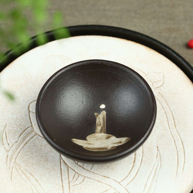 Zen hjerte skål te kop japansk stil keramisk teskål tilbehør vintage ru keramik håndmalet tekop: B