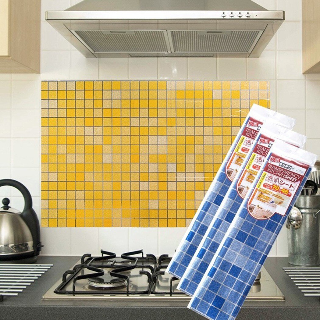 Kitchen Oil Proof Sticker 70*45Cm Aluminum Foil Oil Heat Anti Adhesive Cupboard Splash Protector Wall Oil-proof Kitchen Supplies
