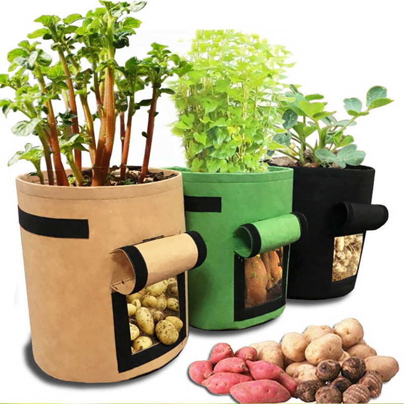 2 Pcs Vilt Plant Groeien Zakken 7 Gallon Geweven Stof Tuin Aardappel Pot Greenhouse Groenteteelt Tassen