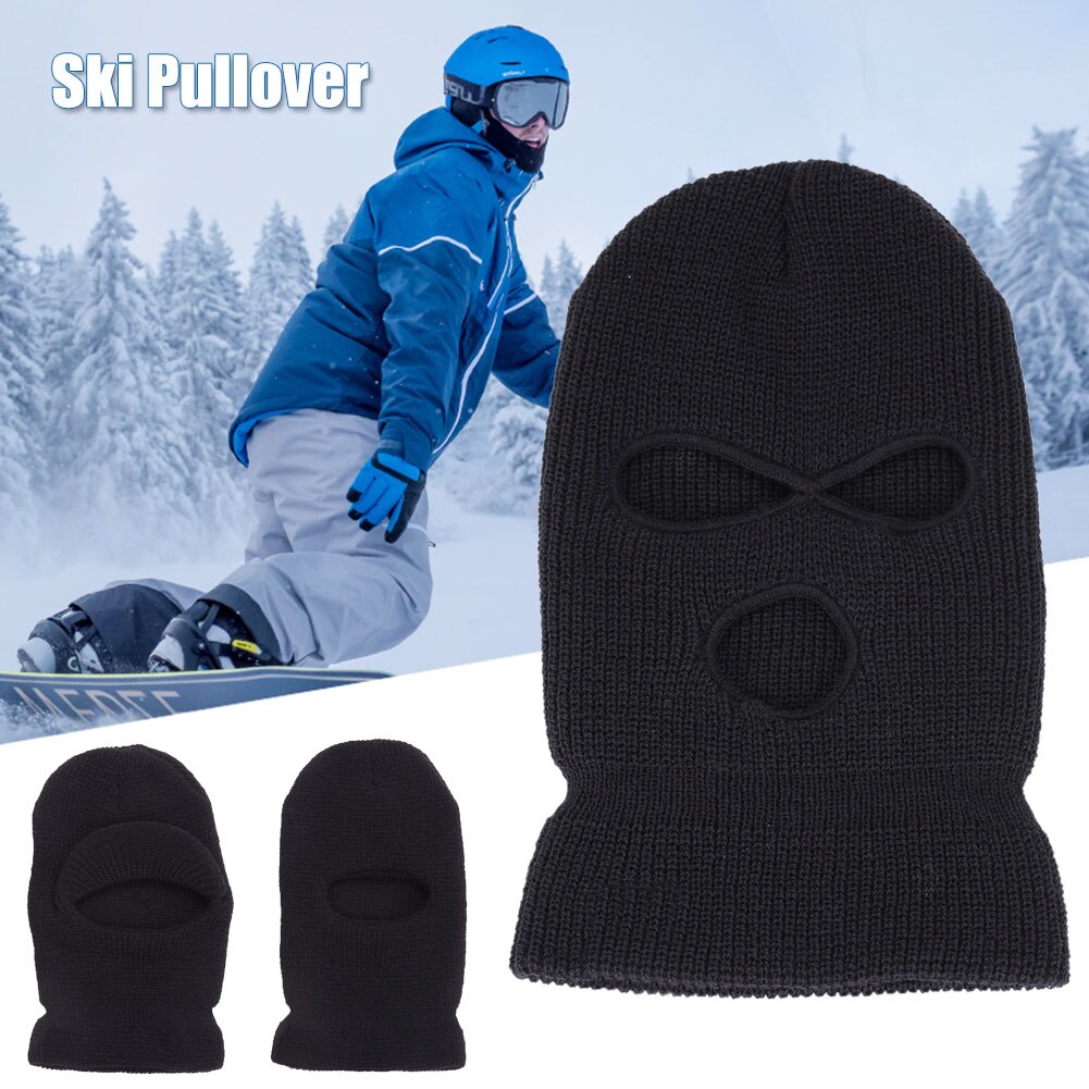 Newly 3 Holes Ski Mask Hat Full Face Mask Knit Cap Shield Bean Hat Winter Warm Hat