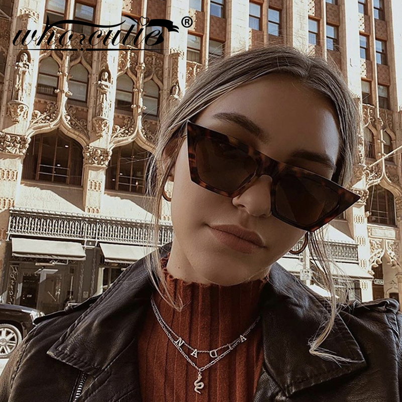 Vintage Square Cat Eye Sunglasses Women Brand Tortoise Shell Black Frame Trendy Oversized Sun Glasses Shades S432