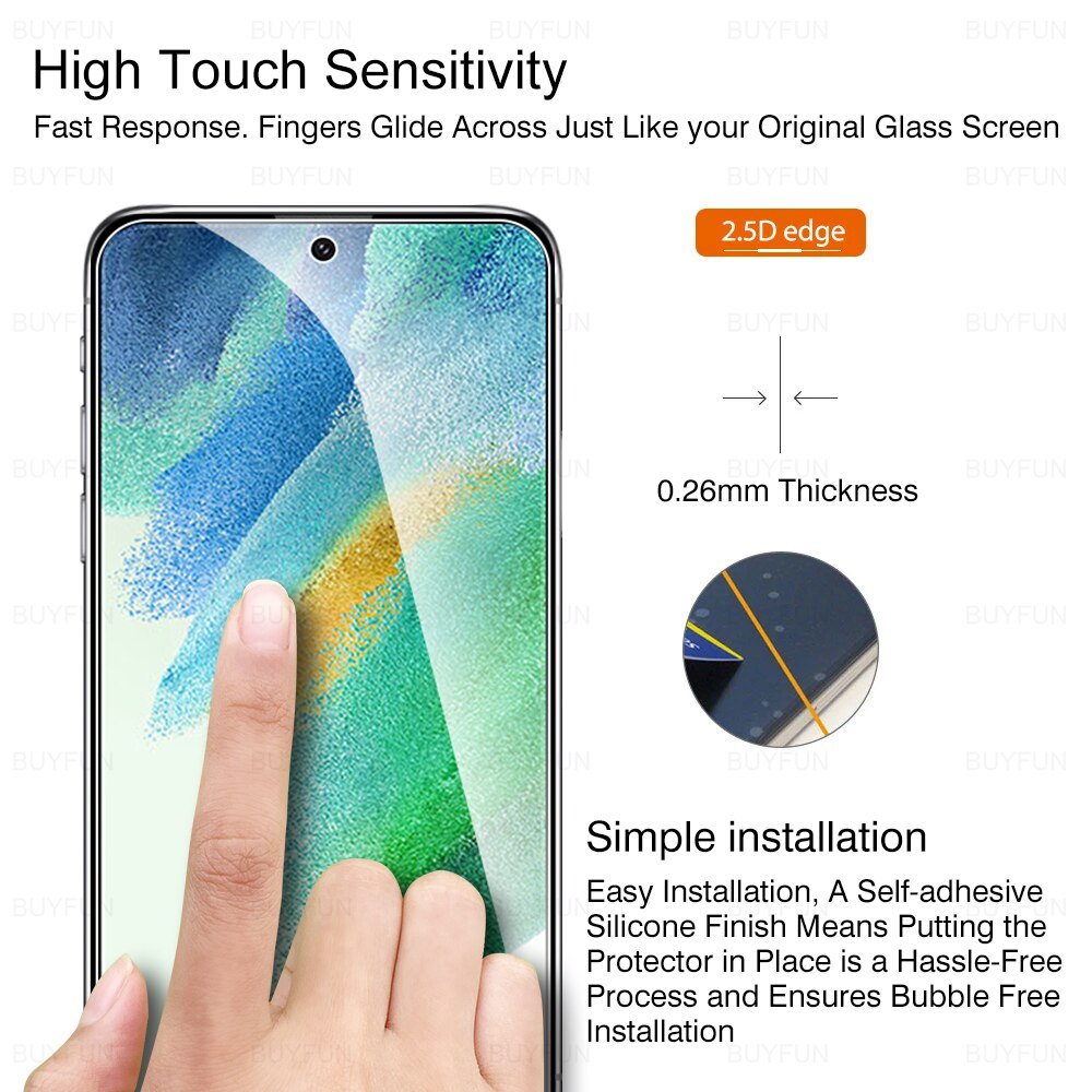 3 pezzi di impronte digitali sbloccati S 22 S22 + vetro protettivo per Samsung Galaxy S21 FE S22 Plus 5G 21fe pellicola protettiva per schermo