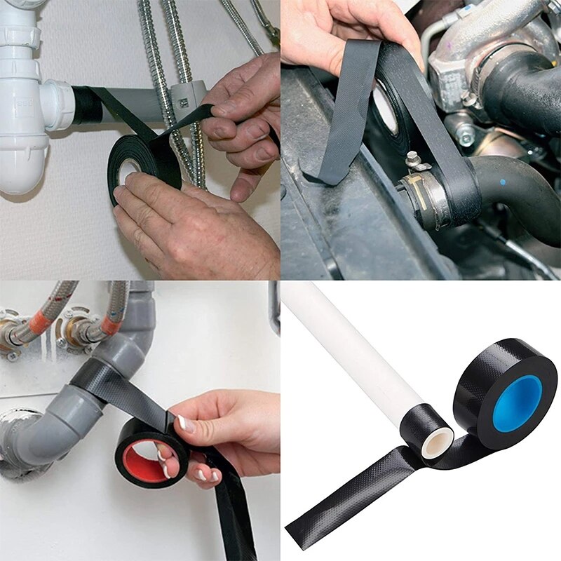 Nastro in Silicone autoadesivo nastro adesivo impermeabile nero a flusso automatico nastro sigillante per riparazione di guarnizioni per tubi Super resistenti