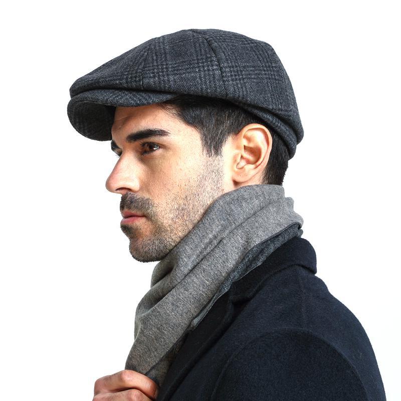 Mand plus størrelse vedbend hat stort hoved mand filt avisdreng kasket far fritid baret kasketter vinter uld flade ottekantede kasketter 55-59cm 60-62cm