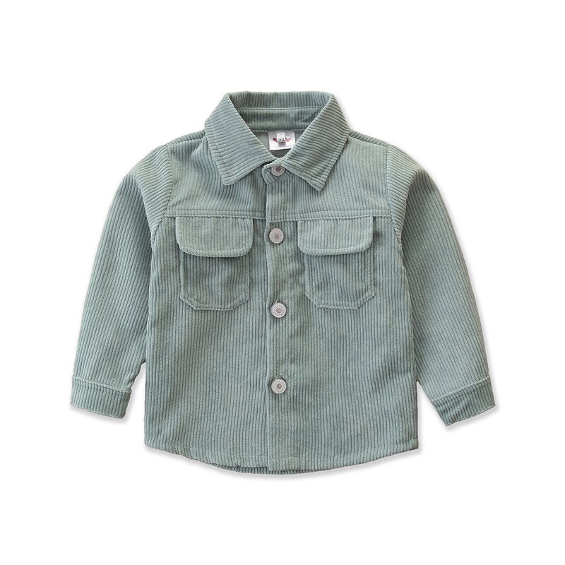 Corduroy Jackets Unisex Kids Baby Long Sleeve Stylish Pocket Lapel Solid Color Outfits Top 1 to 6 Years Children Spring Coats