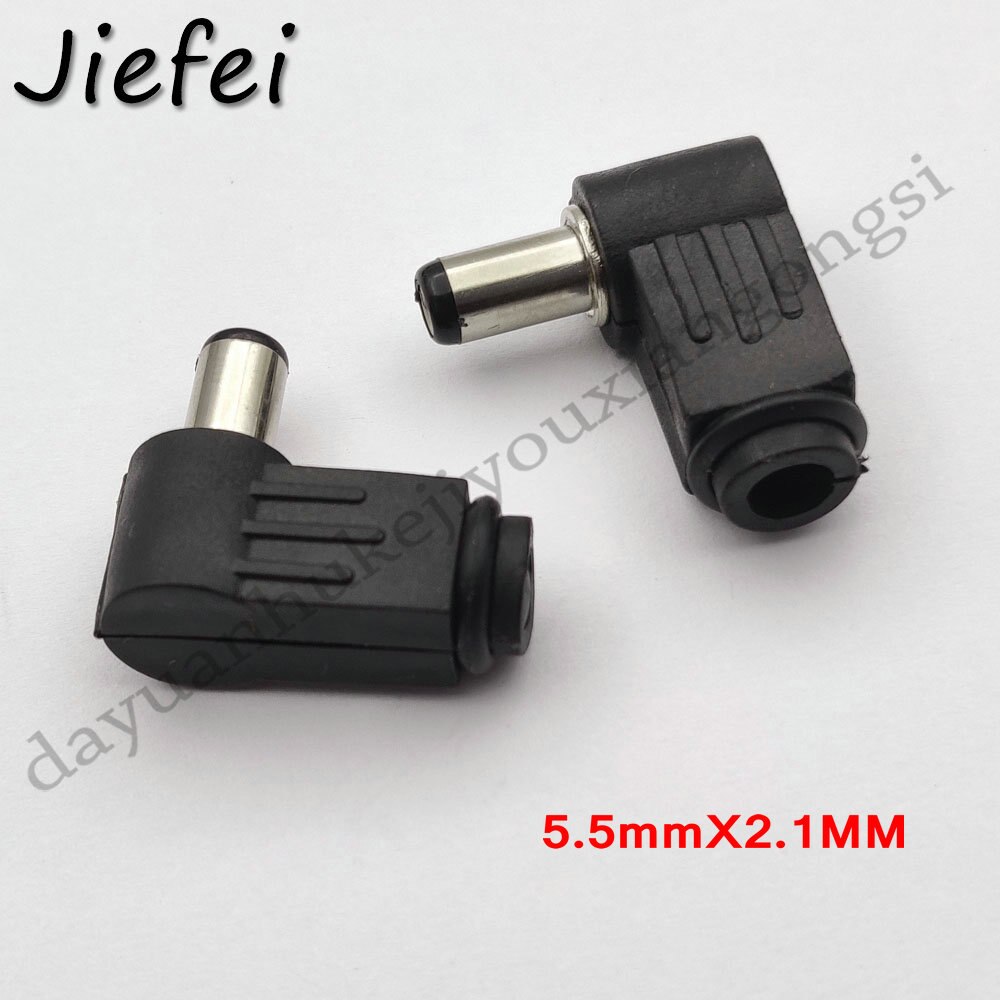 5.5mm * 2.5mm / 2.1mm dc strøm hannplugg jack-adapter rett / rett vinkel 90 gradere kontakt hannplugg 5.5*2.5mm / 2.1mm: 2.1mm rett vinkel / 4 stk