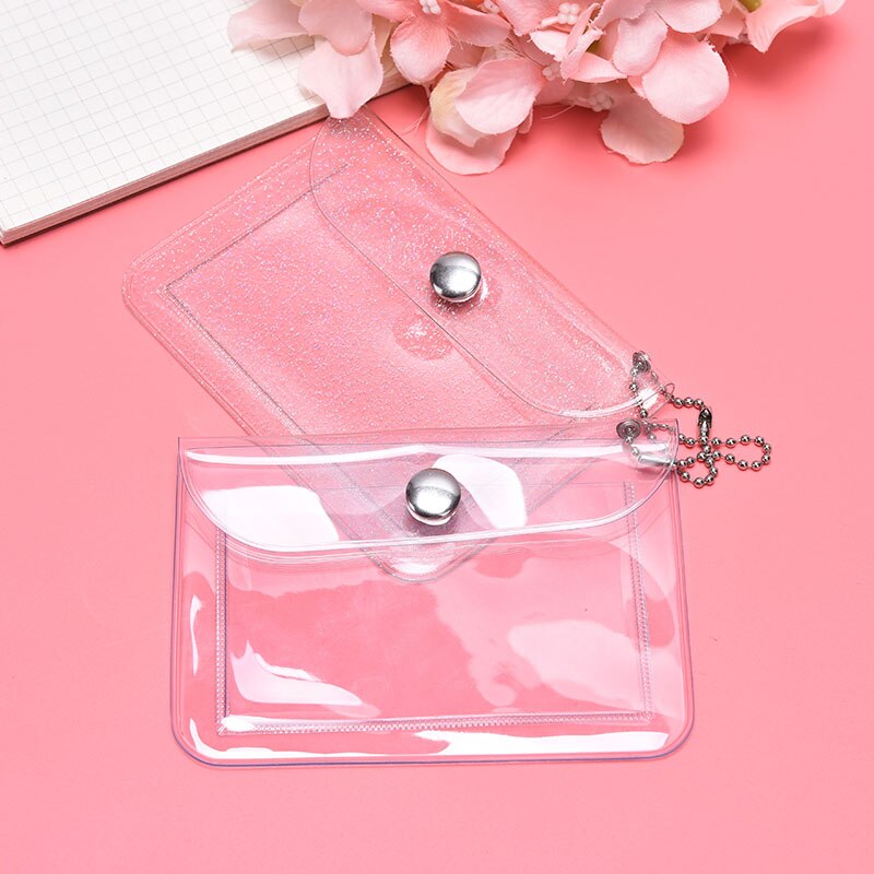 Glitter Transparante Waterdichte Pvc Vrouwen Card Case Visitekaarthouder Mannen Credit Card Bag Id Card Mini Wallet Meisjes Coin portemonnee