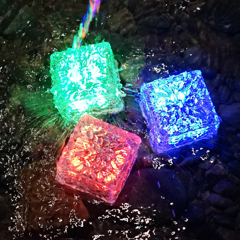LED Solar Lights Ice Cube Garden Lamp Outdoor IP68 Waterproof Landscape Lawn Deck Frosted Glass Brick Garden Patio Yard Decor: 6LED Muliticolor