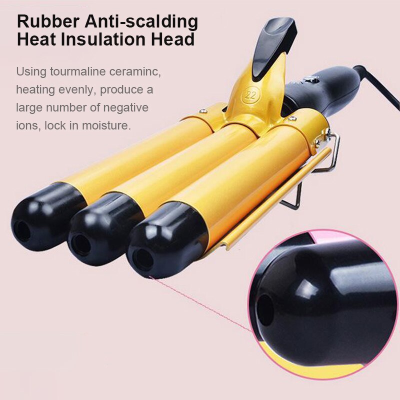 Pro 25-32m Automatic Perm Splint Ceramic Hair Curler Triple Barrels Big Wave Hair Curling Iron Hair Waver Curlers Styling Tools