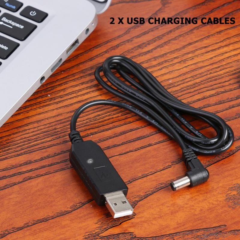 2x USB Charging Cables for BaoFeng UV-5R UV-82 UV-8D Radio Desktop Charger