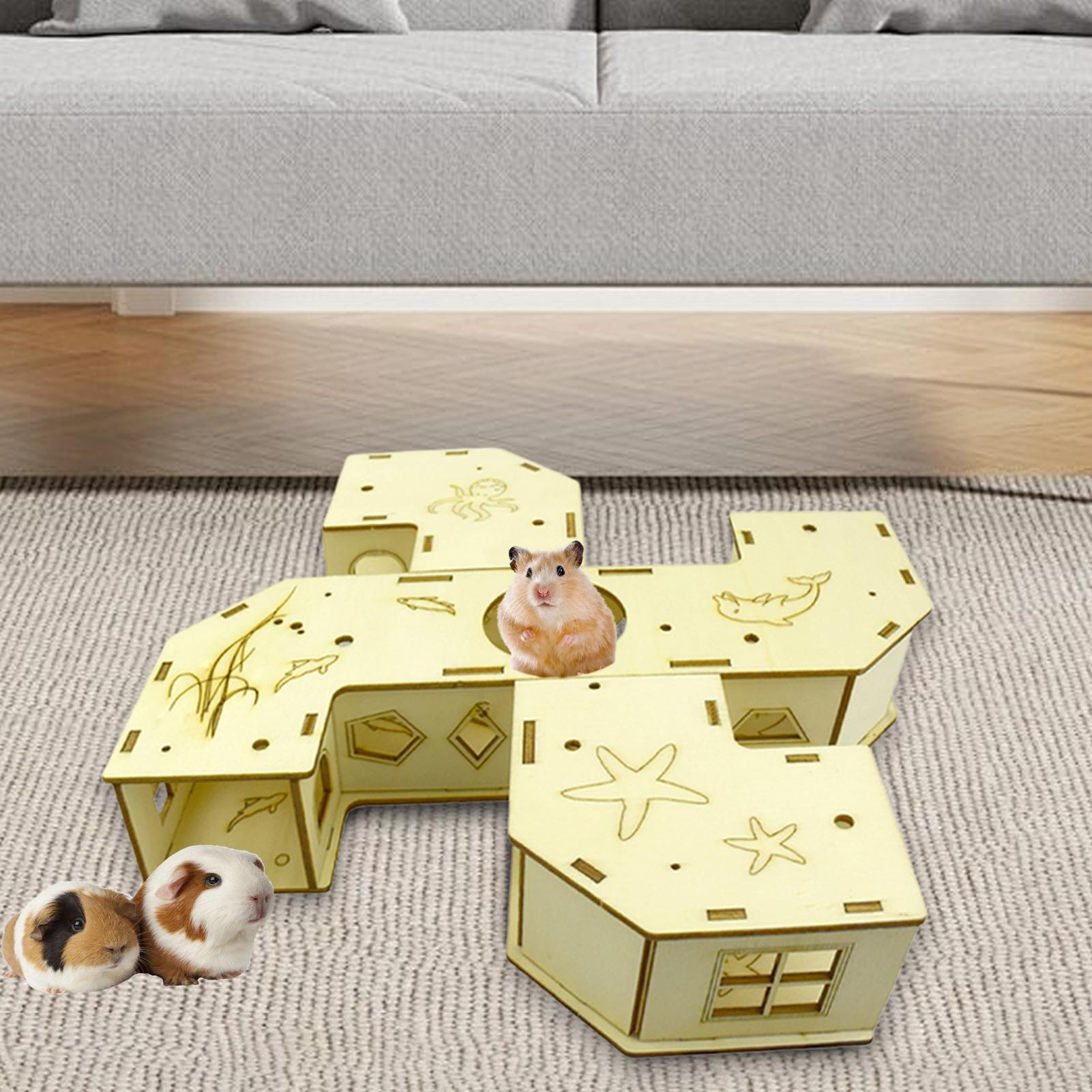 Labirynt dla chomika T tunelek Akcesoria robić klatki dla chomika Drewniany domek Gry logiczne Zabawki dla zwierząt dla szynszyli fretki królika jeża szczurówkowego