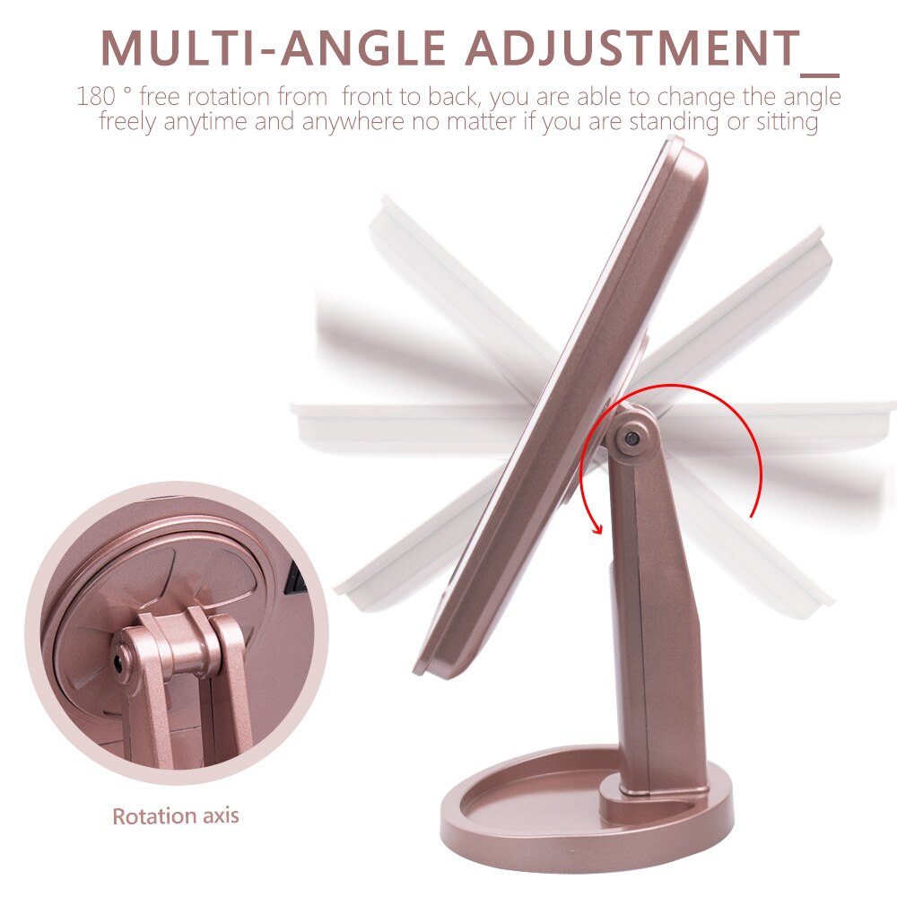 Adjustable 1X 10X Magnifier LED Light Makeup Mirror Touch Screen Desktop Countertop Bright USB Cable Battery Use Beauty Mirror