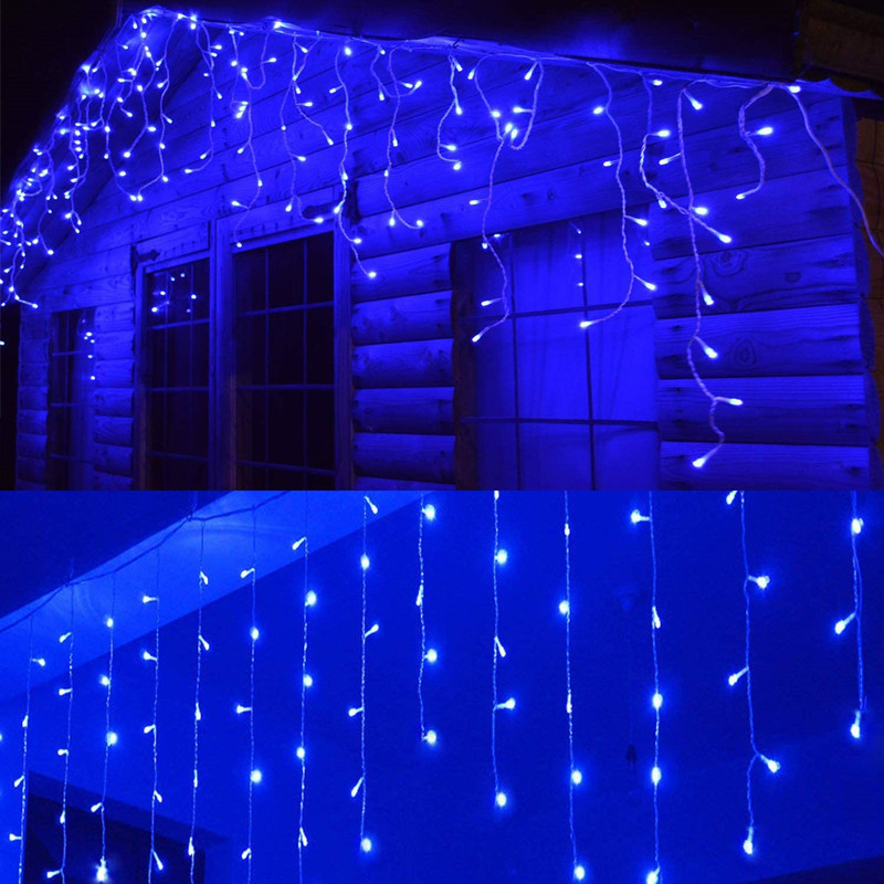 4M x 0.6M rideau LED guirlande de glaçons prise ue guirlande de noël lumière tombante mariage jardin rue éclairage décoratif extérieur: RGB