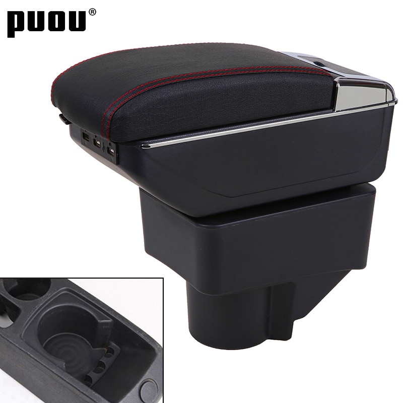 Podłokietnik ze schowkiem dla Ford Fiesta podwójna warstwa centralny sklep centrum konsola z uchwytem na kubek popielniczka USB ładowanie wystrój samochodu