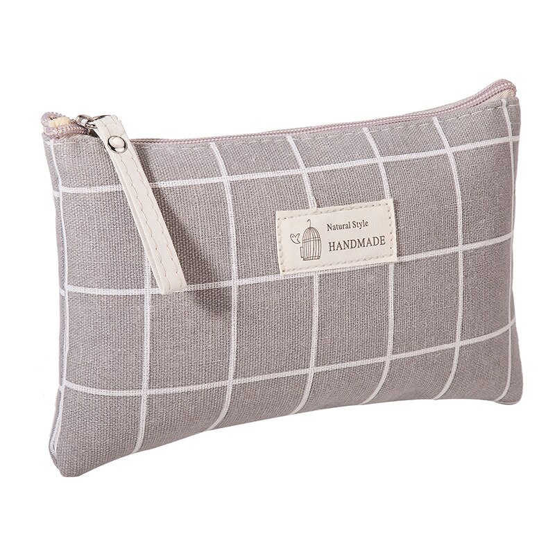 Women Plaid Travel Cosmetic Bag Makeup Storage Bag Handbag Female Zipper Purse Small Cosmetics Make Up Bags Travel Beauty Pouch: GrayGZ