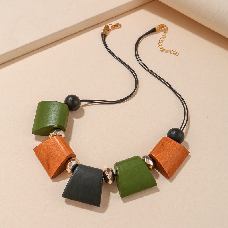 Collar con pechera étnico Vintage para mujer, escalera geométrica, collares de cuentas de madera, colgantes, nueva , joyería para el cuello
