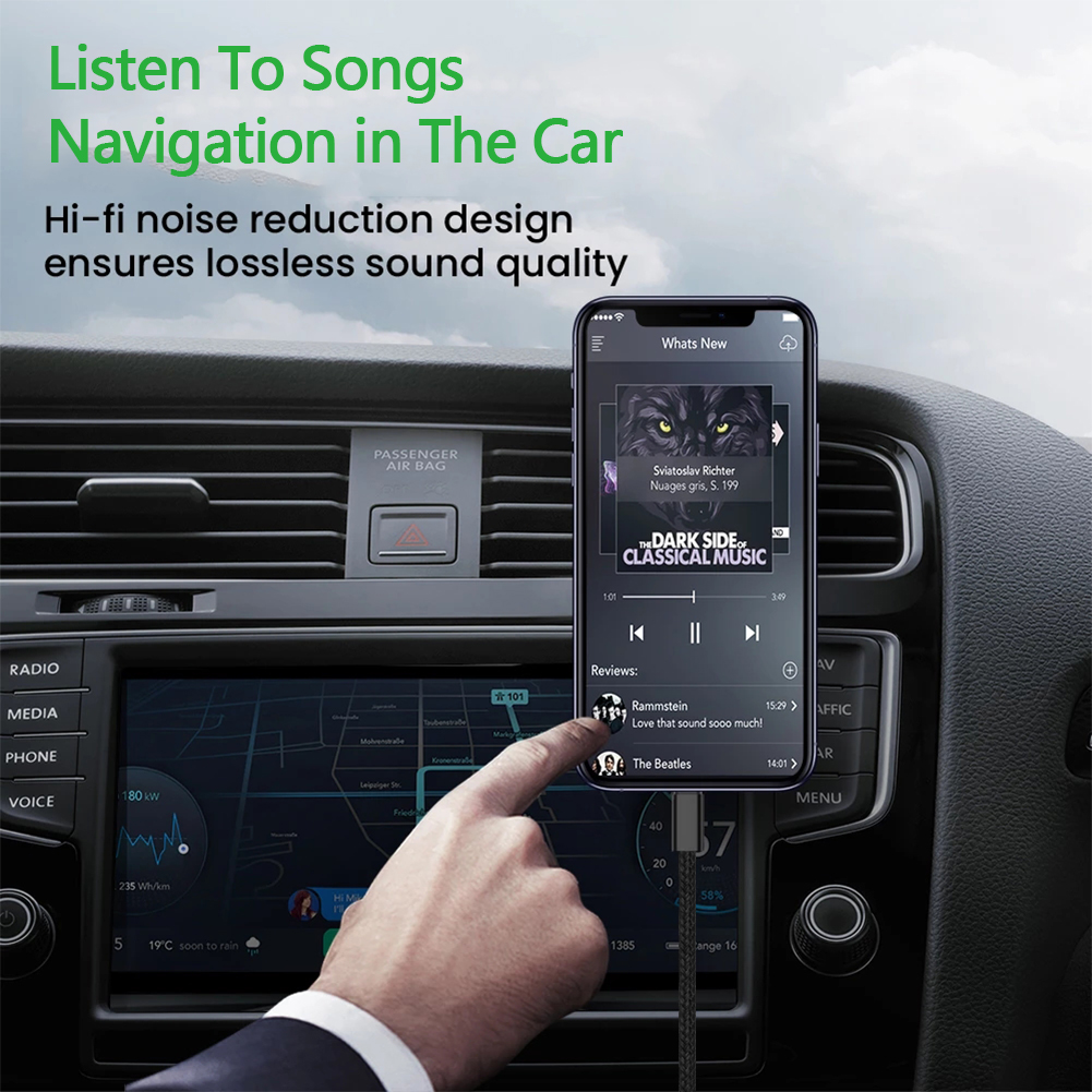 Cavo audio AUX Cavo da iPhone Lightning a jack da 3,5 mm Altoparlante per auto Cuffie Convertitore ausiliario