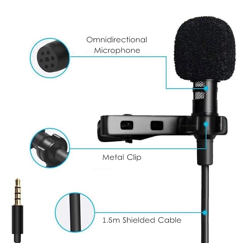 Mini microfono portatile 3m risvolto Lavalier Mic Clip-on microfoni asola esterni per PC portatile Chat di registrazione del Computer