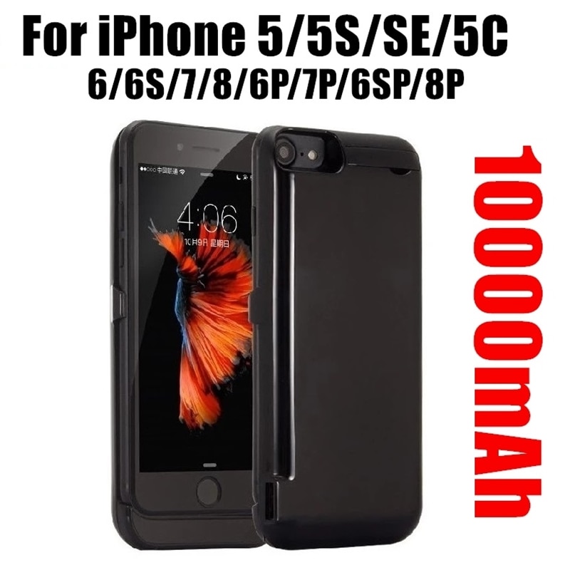 10000 mAh ładowarka Case dla iPhone 7 6 6s 8 Plus telefon ładowania baterii skrzynki pokrywa dla iPhone 5 SE 5S 5C Power Bank Case