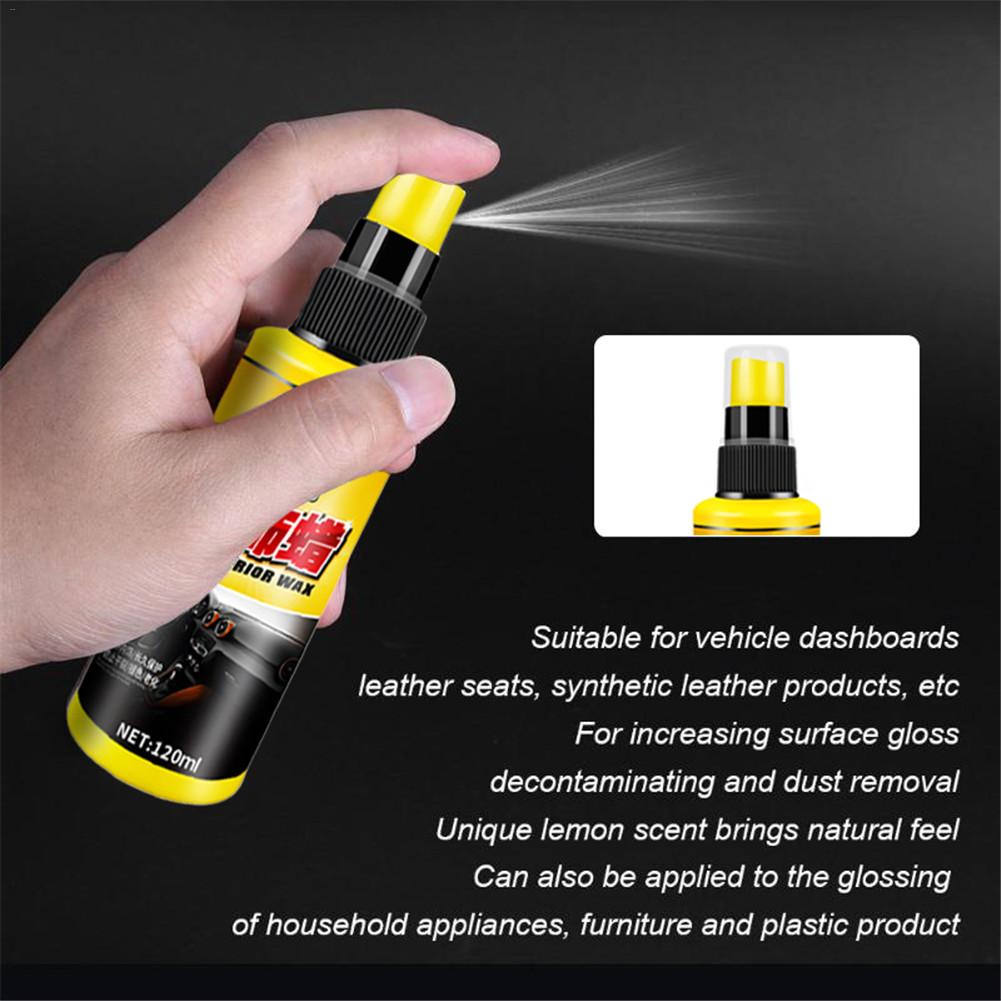 120ml Auto Interior Leather Restorer Dashboard Trim Seat Glossing Wax Maintenance Cleaning Tools Dust Removal Liquid